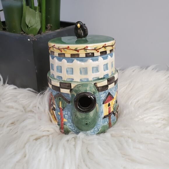 Vintage Debbie Mumm Sakura China Ceramic Birdhouse Teapot - Picture 4 of 9